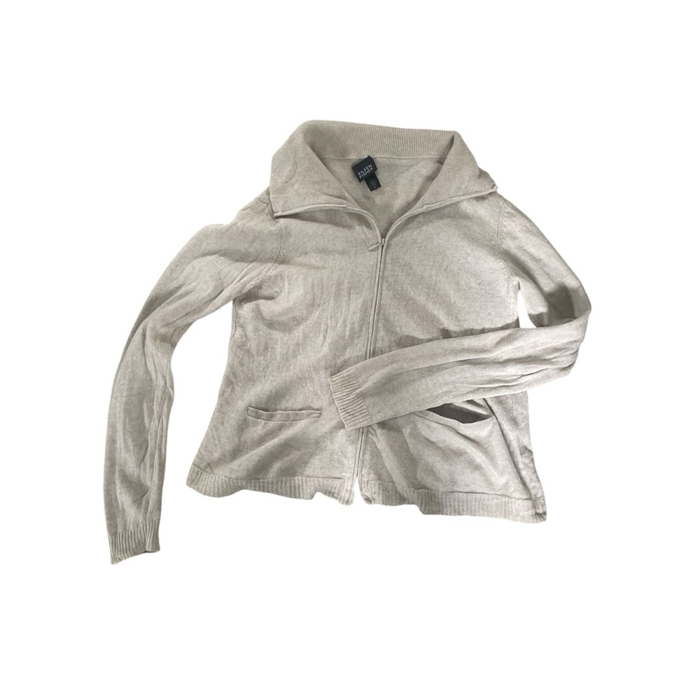 Eileen Fisher cream tan  Zip-Up Cardigan collared small